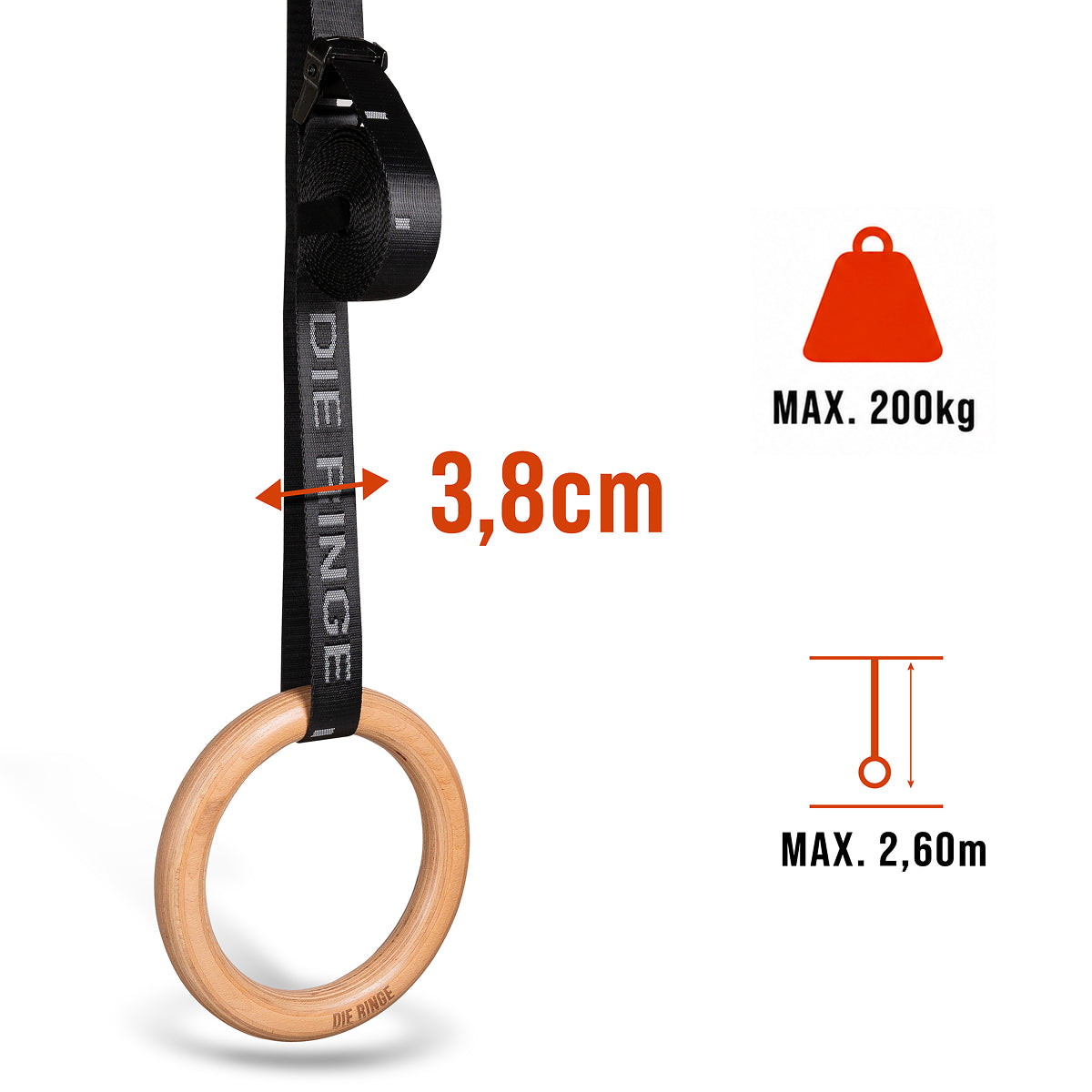 Premium Gymnastic Rings 32mm Beech Wood