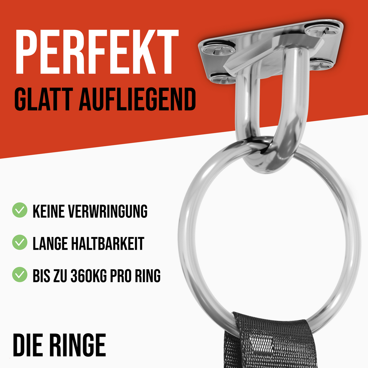 DIE RINGE Ceiling Mount Set - Ceiling Hooks for Gym Rings attachment