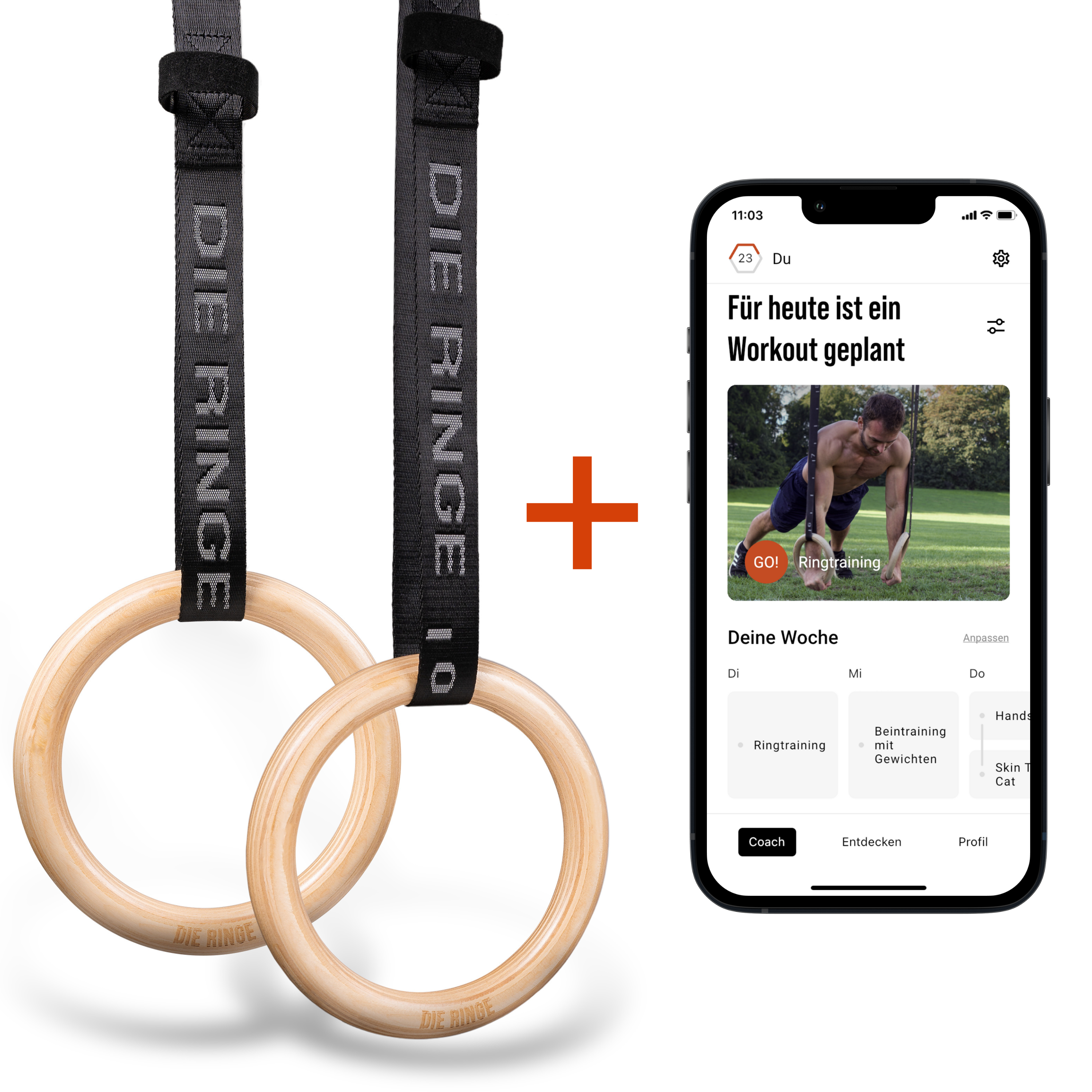 Essential gymnastic rings + 1 year app